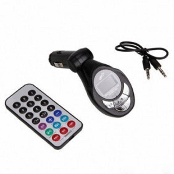 Car MP3 Player FM Transmitter FM Modulator With Wireless Remote Control USB SD MMC Black Lute Shape