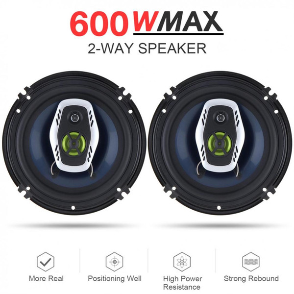 2pcs 6.5 Inch 600W 2 Way Car Coaxial Auto Audio Music Stereo Full Range Frequency Hifi Speakers Non-destructive Installation