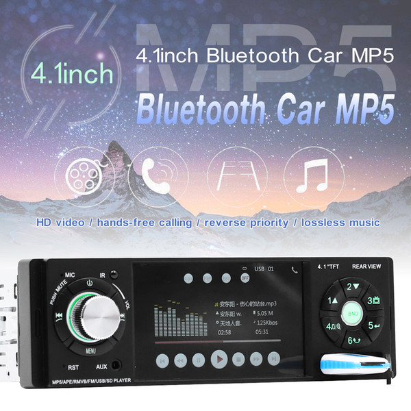 4.1 Inch 1 Din HD Car Stereo Radio Bluetooth MP3 MP5 Player Support USB / FM / TF / AUX with Remote Control CMO_22P