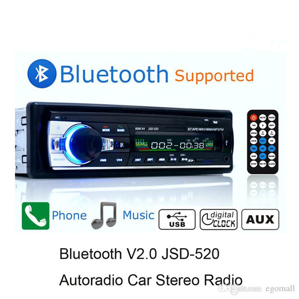 Bluetooth Autoradio Car Stereo Radio FM Aux Input Receiver SD USB JSD-520 12V In-dash 1 din Car MP3 Multimedia Player