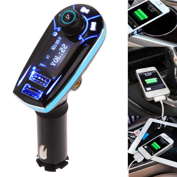 Portable Car Audio FM Transmitter Bluetooth MP3 Player USB Output Wireless Car Kit Charger Blue High Quality