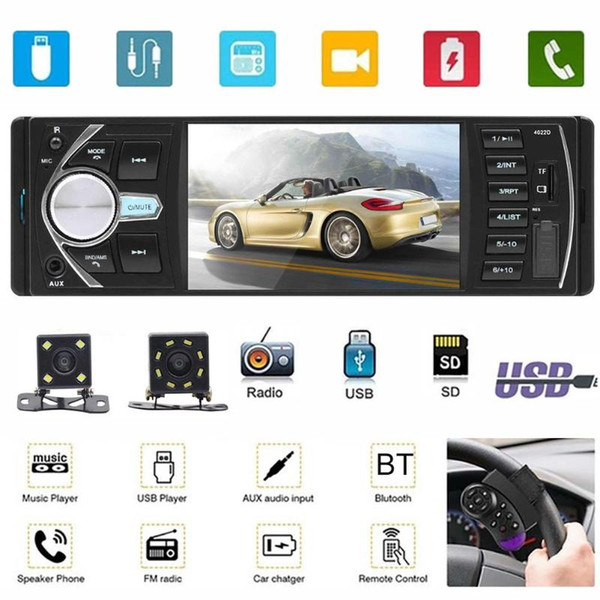 4022D 4.1 Inch 1 Din Bluetooth FM Radio USB Car HD MP5 Handsfree Car MP5 Player Card Radio with Rearview LED Camera