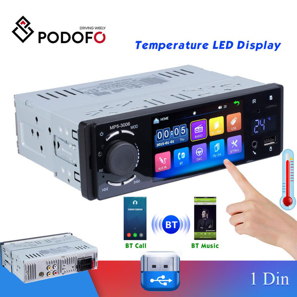 Podofo 1 Din Car Radio Bluetooth Car Player 4