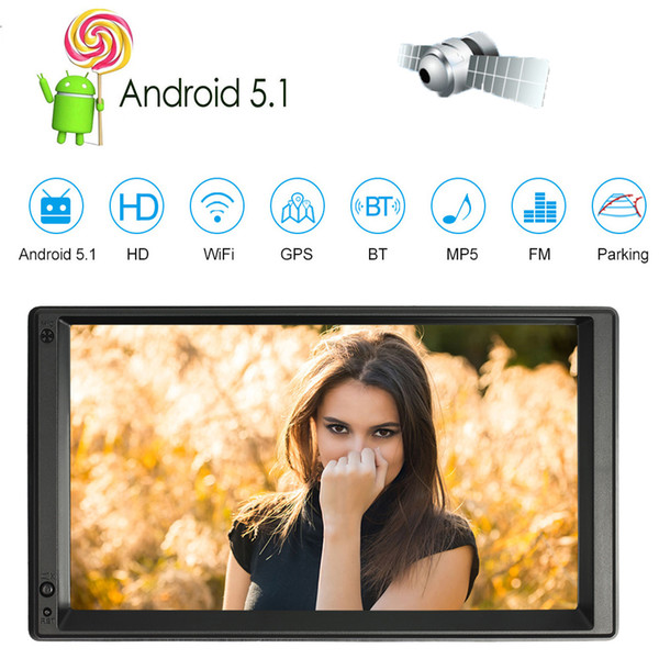 Freeshiping 7 Universal 2 Din HD Touch Screen Car Stereo Radio Player GPS Navigation Multimedia Entertainment with BT WIFI AM/FM Android 5.1