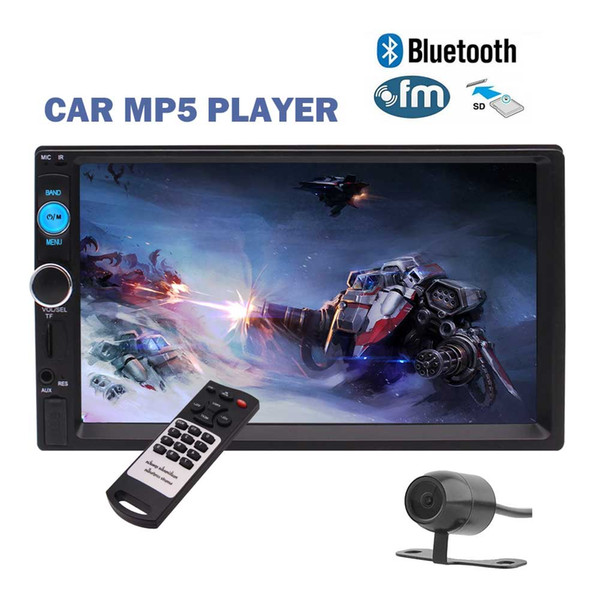 7''Universal 2 Din Car Stereo Receiver Multimedia MP5 Player Head Unit HD Digital Touchscreen In-Dash Car Headunit Deck FM Radio Audio Video