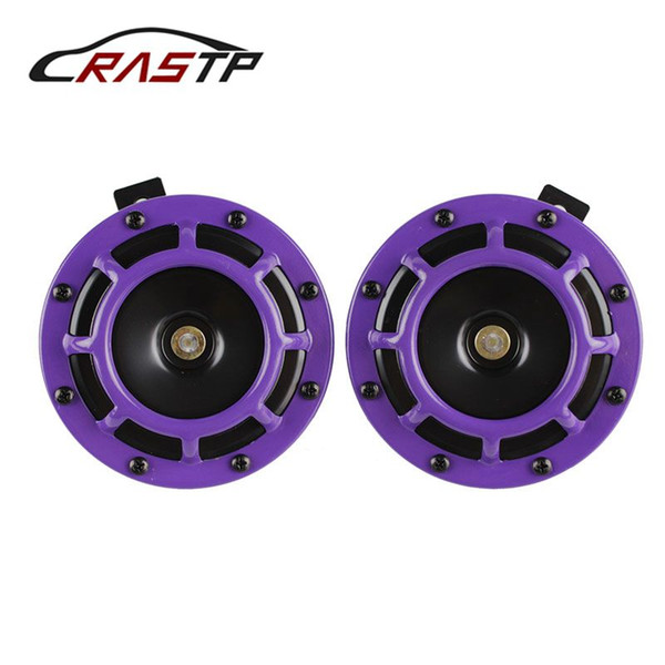 RASTP-New Design 2 PCS 110DB Purple 12v Super Loud Compact Electric Blast Tone Air Horn Kit For Motorcycle And Car RS-BOV014