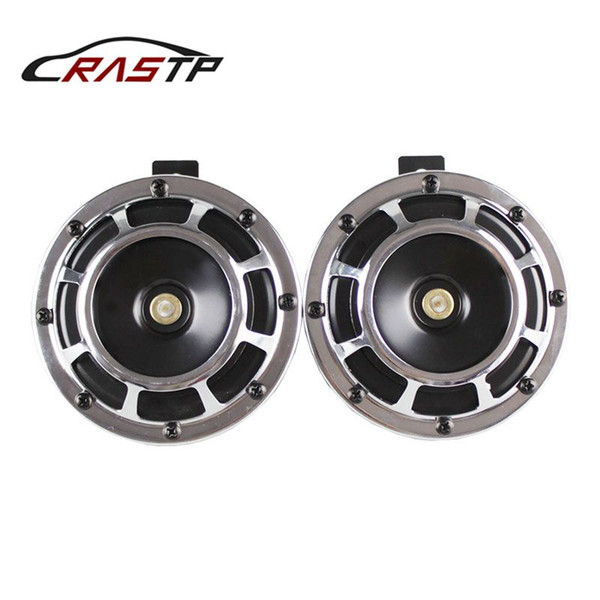 RASTP-New Design 2 PCS 110DB Silver 12v Super Loud Compact Electric Blast Tone Air Horn Kit For Motorcycle And Car RS-BOV014