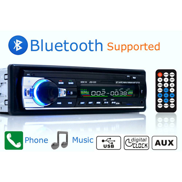 free shipping dhl YENTL 12V Bluetooth Car Stereo FM Radio MP3 Audio Player 5V Charger USB SD AUX Auto Electronics Subwoofer In-Dash 1 DIN