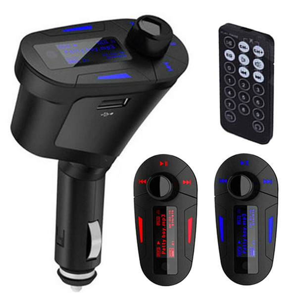 Car Auto LCD MP3 Audio Player Music Wireless Bluetooth FM Transmitter FM Modulator with Remote Control Red Blue Light