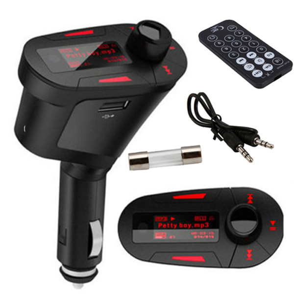 360 Degree Rotation 3Colors Car Kit MP3 Mucsic Player Wireless FM Transmitter Radio Modulator With USB MMC+ Remote Control