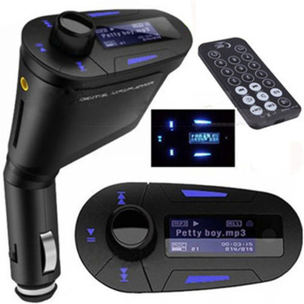 New Car Kit MP3 Player Wireless FM Transmitter Modulator wma wireless USB SD MMC LCD With Remote Blue/red Light