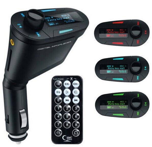 2017 Newest Car MP3 Player Wireless FM Transmitter Modulator with USB SD MMC LCD Remote car mp3 player wireless fm modulator