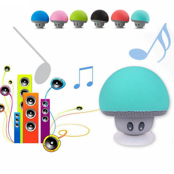 Mini Mushroom Bluetooth Wireless car speaker cartoon sucker waterproof sucker mini blueto Loudspeaker Sucker Bluetooth 6colors FFA120 20PCS