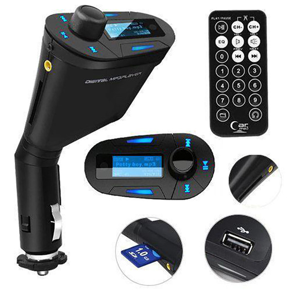 Car LCD Kit MP3 Stereo Player Wireless FM Transmitter Remote USB Charger Charger Adapter WMA USB SD MMC Card Slot