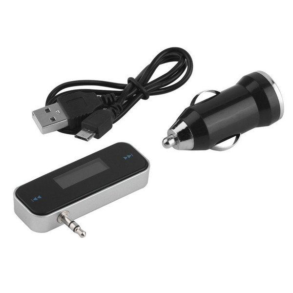 Wireless 3.5mm Car FM Transmitter with car charger with USB cable mp3 mp4 cd dvd radio am fm all mobile phone Hot