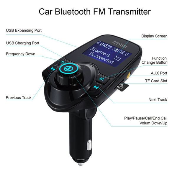 T11 Bluetooth Hands-free Car Kit With USB Port Charger And FM Transmitter Support TF Card MP3 Music Player Also BC06 BC09 T10 X5 G7 Car Kit