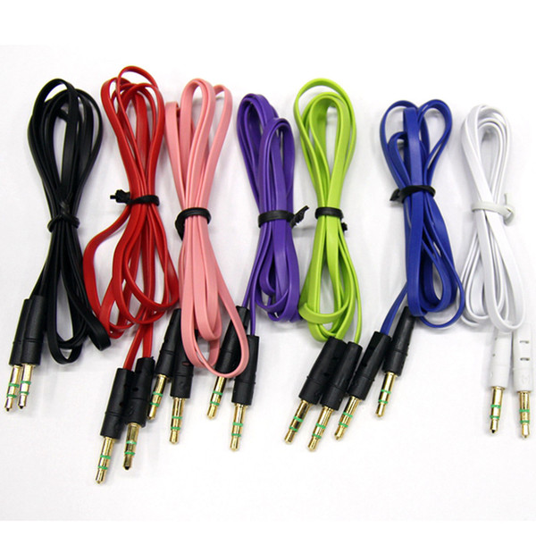 3.5mm Auxiliary Cable Male To Male Flat Aux Cable Car-styling 1m Phone Accessories accesorios automovil free shipping