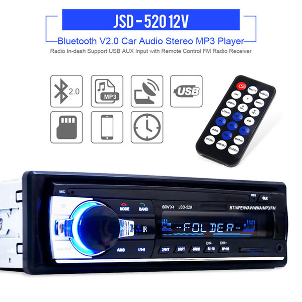 12V Bluetooth Stereo FM Radio MP3 Audio Player USB / SD / AUX / APE / FLAC Car Electronics Subwoofer In-Dash One DIN