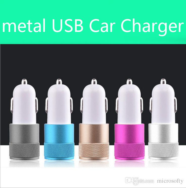 Best Metal Dual USB Port Car Charger Universal 12 Volt / 1 ~ 2 Amp for Apple iPhone