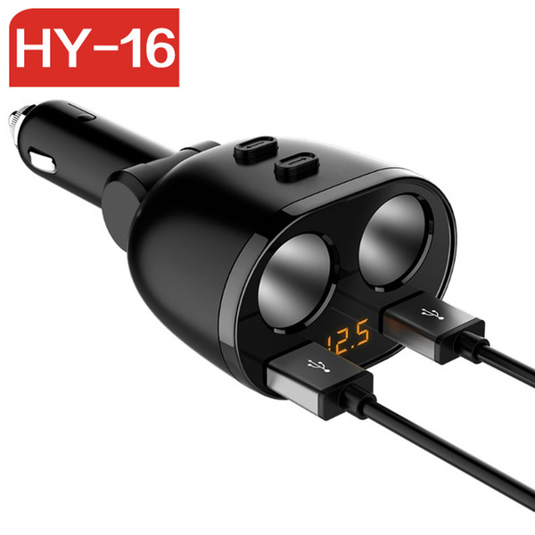 2 Port 12V-24V Car Cigarette Lighter Socket Splitter Power Dual USB Car Charger HY16 for iPhone Samsung Xiaomi GPS DVR Cam