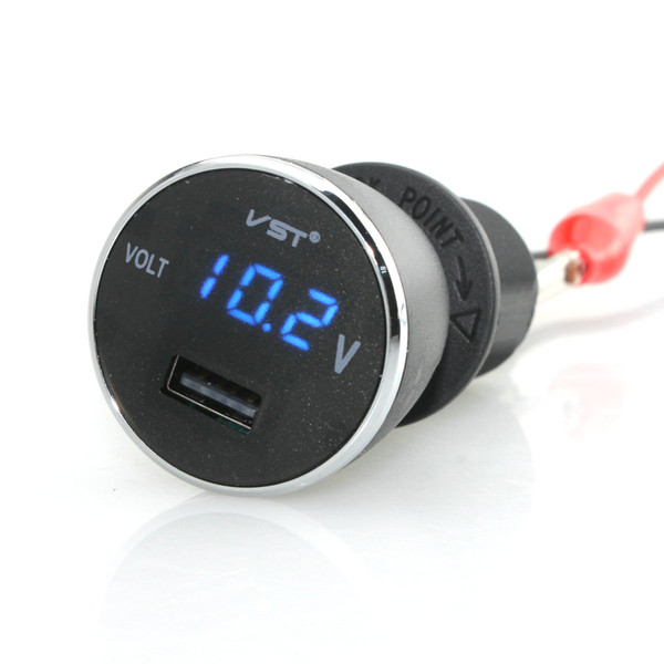 Digital Black LED Voltmeter Thermometer Monitor USB Ports B7005 Car Charger 12V/24V Temperature Meter Voltmeter