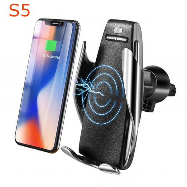 S5 Wireless Car Charger 10W Automatic Clamping Fast Charging Phone 360 Degree Rotation in Car for iPhone Huawei Samsung Smart Phone