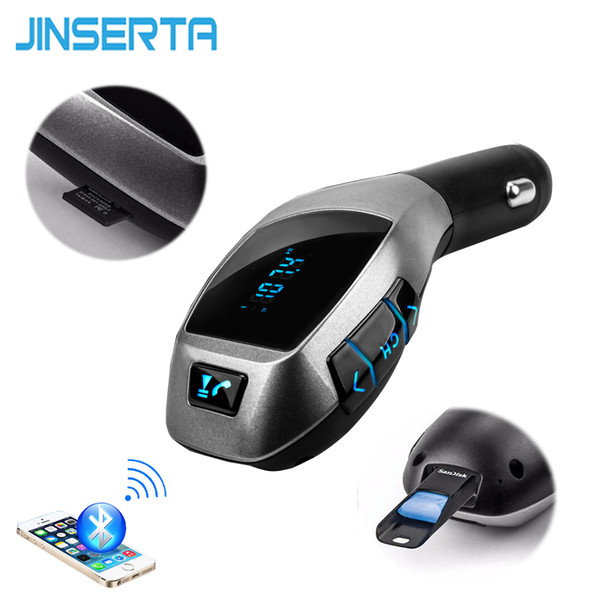 JINSERTA Bluetooth Car Kit Wireless FM Transmitter Radio Audio Adapter FM Modulator Handsfree USB Music MP3 Player For iPhone X