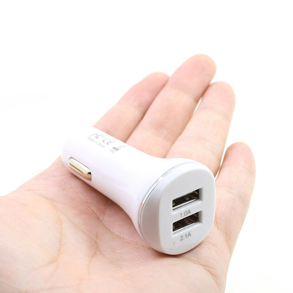 Universal Metal Dual USB Car Charger 2 port charging travel adapter for iphone samsung nokia smartphones