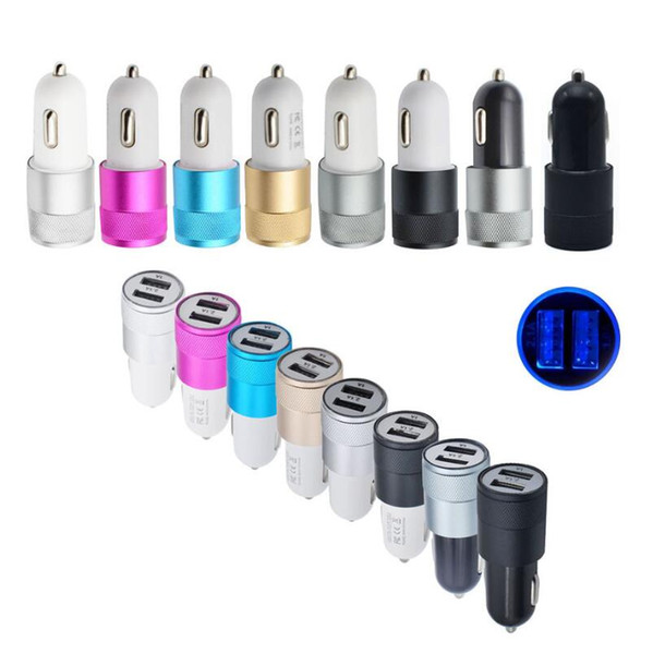 Aluminum Alloy 2 USB Ports Universal Intelligent Charging Strong Compatible DC12-24V 2.1A Dual USB Car Charger for All Mobile Phone