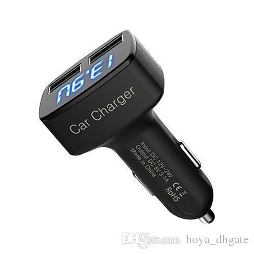 DC 12-24V 4 In 1 2 USB Ports Universal Dual USB Car Charger Adapter LCD Digital Voltage DCfor iPhone 6YYZ 001