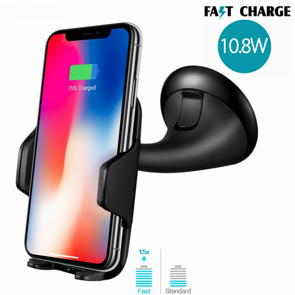 For iPhone XS MAX XR X 8 Plus Samsung S9 S8 S7 S6 10W Fast Wireless Charging Pad Mobile Phone Holder Stand