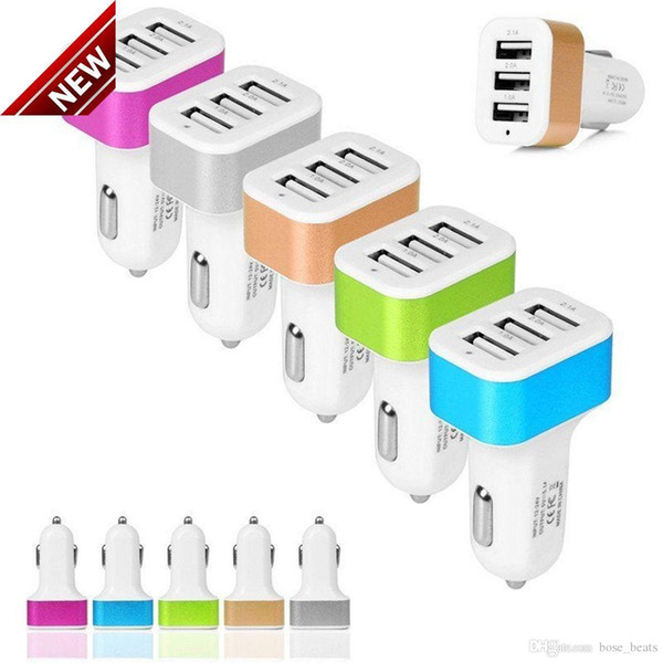 2017 Universal Triple USB Car Charger Adapter USB Socket 3 Port Car-charger For iPhone Samsung Ipad Free DHL If more than 200pcs