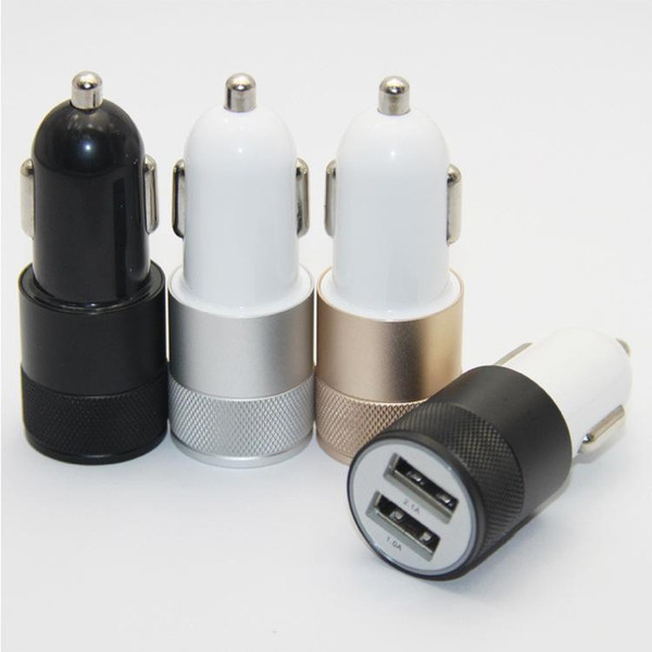 Aluminum alloy car charger 2.1A tablet computer smart phone small steel gun metal double USB car charger for iphone 11 car charger