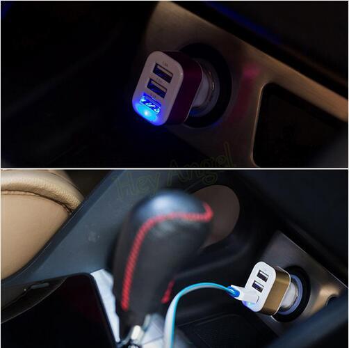 Triple Universal USB Car Charger 3 Port Car-charger Adapter Socket 2A 2.1A 1A Car Styling USB Charger For Car-Styling