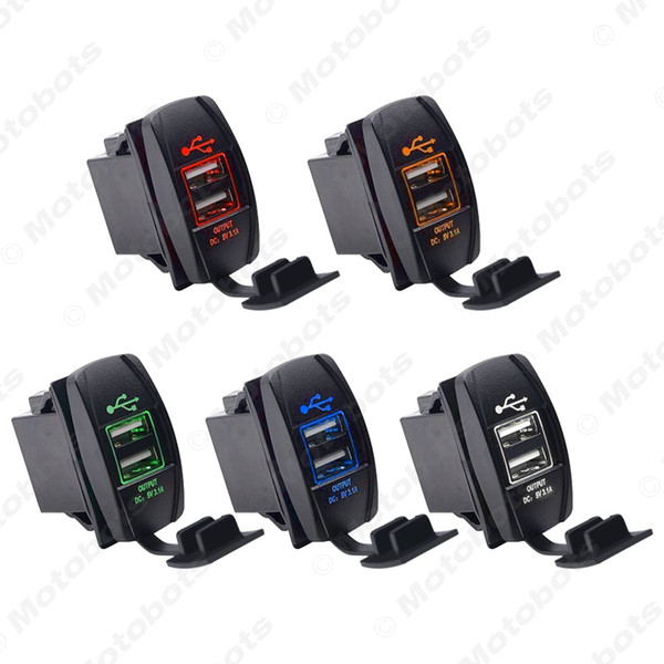 Car 12V-24V 3.1A Dual USB Socket Charger Power Adapter Truck ATV Boat USB Cigarette Lighter Adapter Outlet 2 Ports #6069