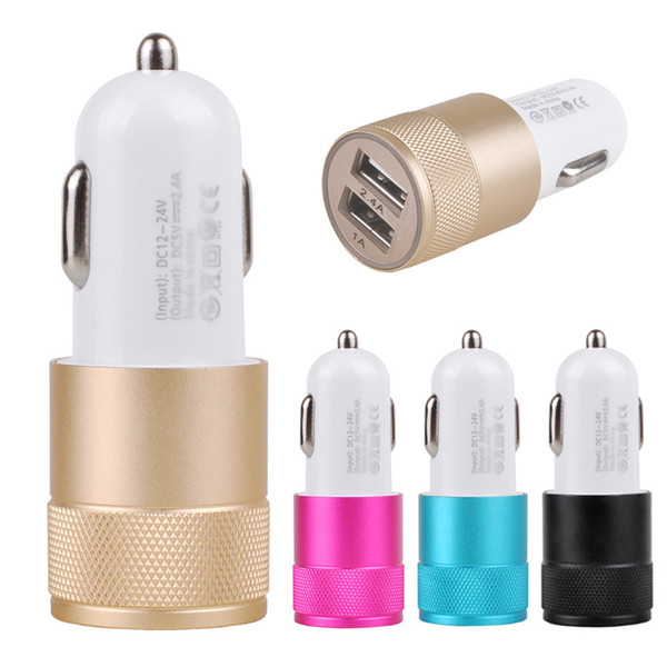 Metal Dual USB Port 2.1A 1A Car Charger Universal for Samsung Galaxy Motorola Nokia Htc