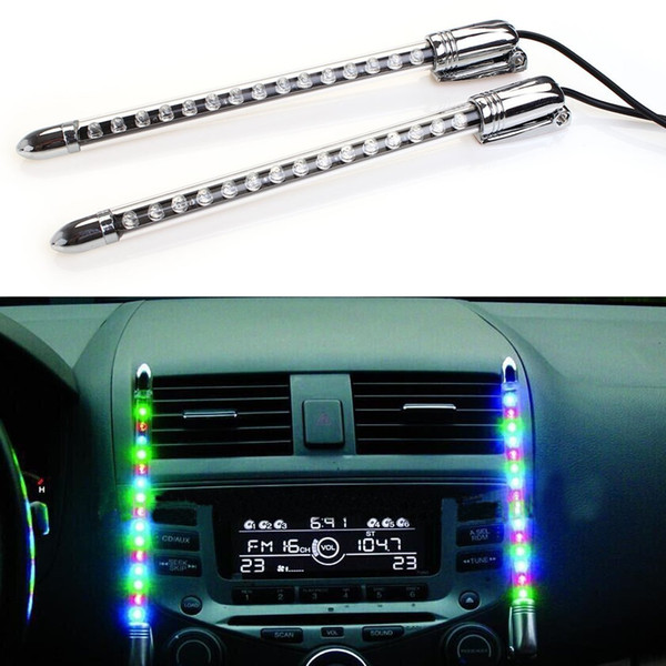 45x11cm DC 12V Sound Sensitive Music Beat Activated Car Sticker Equalizer Glow Colorful LED Light with Car Cigarette Charger Universal Decor