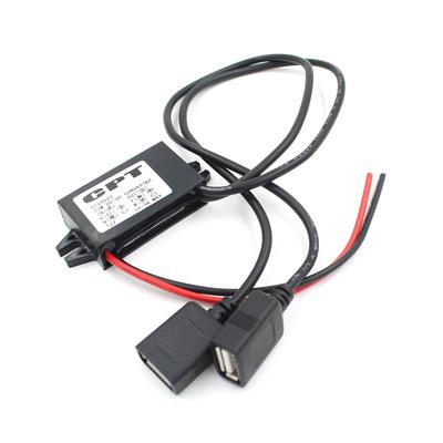 CPT Car Charger DC Converter Module Adapter 12V To 5V 3A 15W Voltage Step-Down with Dual USB USB Cable EEA229