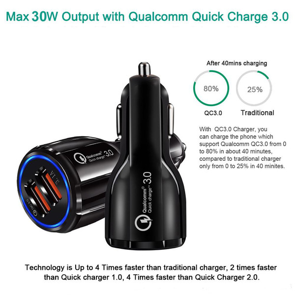 Car ChargerBest Selling Mobile Phone Car Charger Dual USB QC3.0 Fast Smart Charging adapter 12V 3.1A For IPhone Android Smartphone A88