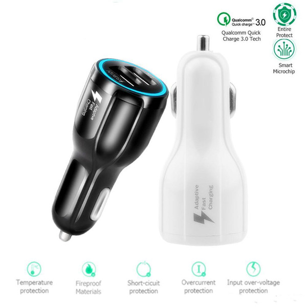 Hot Car Charger Mobile Car Charger Dual USB QC3.0 Fast Smart Charging Car Adapter 12V 3.1A for iPhone Android Smartphone