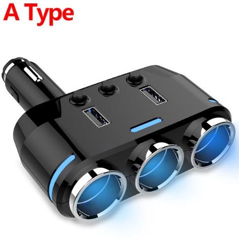 12V-24V Car Cigarette Lighter Socket Splitter Plug LED USB Charger Adapter 1A+2.1A 100W Voltage Detection For Phone MP3 DVR Pad