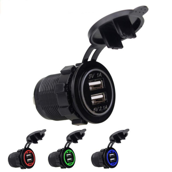 Led Car Moto Charger USB 12/24V Black Waterproof Auto Car Cigarette Lighter Socket For Mobile Motorcycle Free Shipping