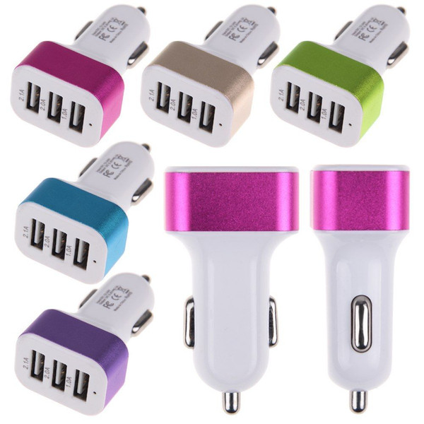 Triple Universal USB Car Charger 3 Port Car-charger Adapter Socket 2A 2.1A 1A 5.1A Car Styling USB Charger For Car-Styling