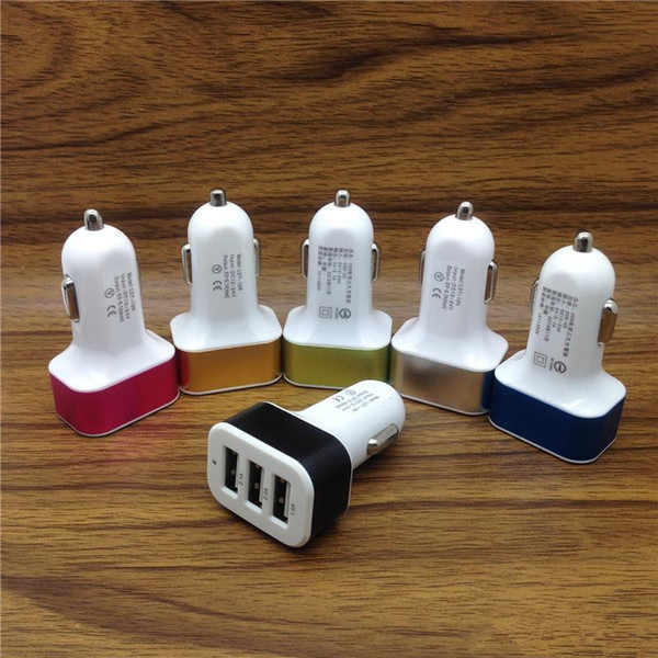 Universal Triple USB Car Charger Adapter USB Socket 3 Port Car chargers For Samsung Ipad Free DHL