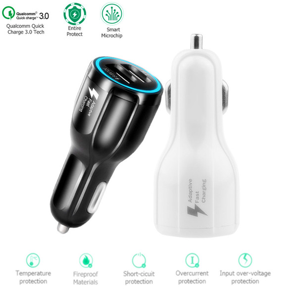 Hot Sale Car USB Charger Quick Charge 3.0 Mobile Phone Charger 2 Port USB Fast Car Charger for Iphone Samsung Tablet Car Chargers