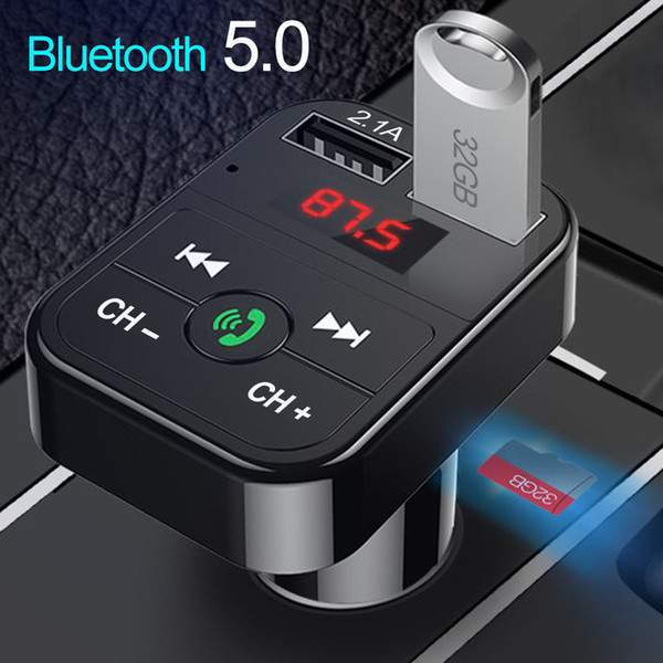 Car Accessories Car Bluetooth 5.0 FM Transmitter Wireless Audio Receiver Auto MP3 Player 2.1A Dual USB Fast Charger