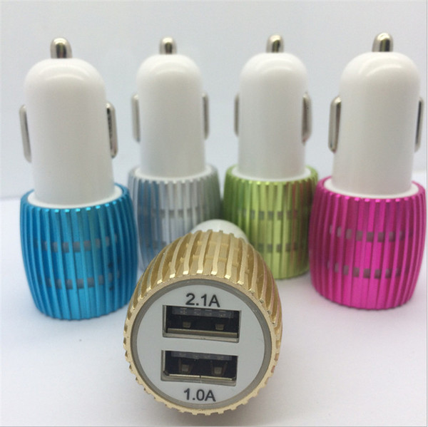 Colorful Led Car Charger 2 ports Cigarette Port 5v 2.1A Micro auto power Adapter Dual USB for Phone 7 plus samsung s7 K5806