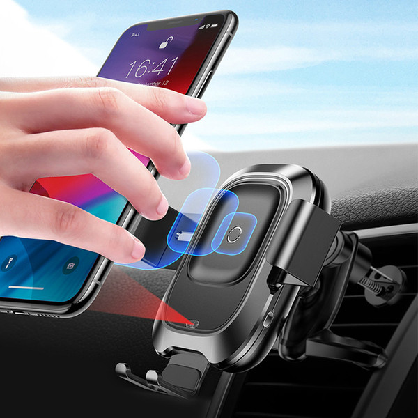 Qi Car Wireless Charger For iPhone Xs Max Xr X Samsung S10 S9 Intelligent Infrared Fast Wirless Charging Car Phone Holder