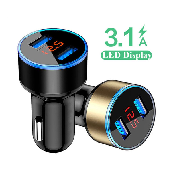 3.1A LED Display Dual USB Car Charger Universal Mobile Phone Car-Charger for Xiaomi Samsung S8 S9 iPhone X 6 6s 7 8 Plus Tablet