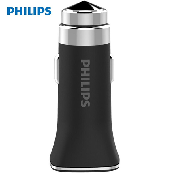 Philips DLP2018 Car Charger Safety Hammer Dual USB Ports LED Indicator Smart